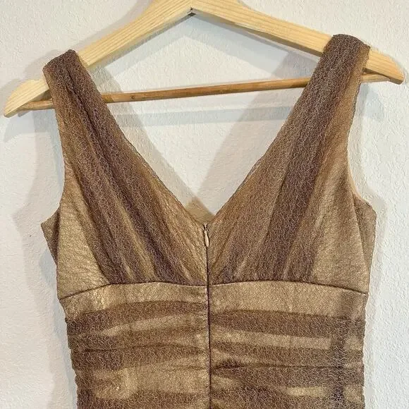 David Meister Gold Lace Cocktail Mini Dress Sz 4 Holiday Party NYE Sparkle Glam - Picture 13 of 14